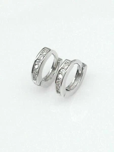 40ct Round Cut Lab Grown Diamond Huggie Hoop Earrings 14K White Gold Plated IGI - Picture 1 of 10