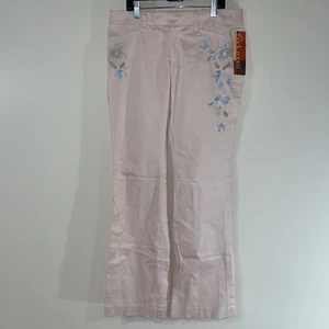 NWT Vertigo Paris Flat Front Cotton Pants , Size 8, Pink Floral Blue - Picture 1 of 6