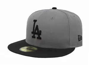 New Era 59Fifty Men Women Cap MLB Los Angeles Dodgers Gray Black Fitted Hat - Picture 1 of 5