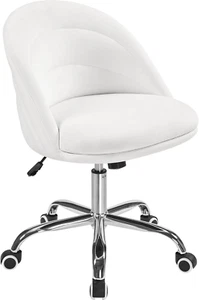 Velvet Cute Armless Desk Office Chair Adjustable Comfy Soft Swivel Vanity Chair - Picture 1 of 9