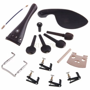 Set Ebony Wood 4/4 Violin Parts Violin Accessories 14pcs - Picture 1 of 6