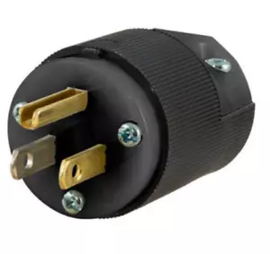 Hubbell HBL5266CM2 Straight Blade (Edison) Male Plug 2P 3W 5-15P Black - Picture 1 of 2