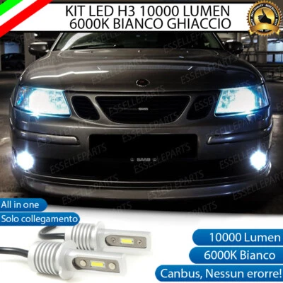 KIT LED H3 FENDINEBBIA SAAB 9-3 CANBUS BIANCO XENO 10000 LUMEN - Immagine 1 di 4