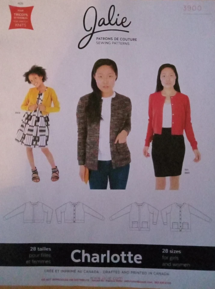Jalie Charlotte Cardigan w/Jewel Neck & Long Sleeve Sewing Pattern # 3900  - Image 1 of 1