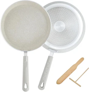 9 Inch Crepe Pans with Spreader & Spatula, 2 Set Nonstick Granite Coating Dosa P - Picture 1 of 12