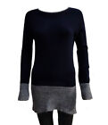 Italienischer Pullover schwarz Damen Lagenlook gewebtes Kreuzdesign vorne bequem 10-14