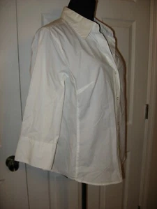 Falls Creek, blusa, bianco con bottoni davanti, 3/4 Slv, cotone elasticizzato, XL - Foto 1 di 7