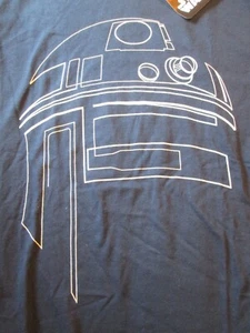 NWT Star Wars Navy Blue T Shirt Adult Mens Large L White R2D2 Droid Outline New - Picture 1 of 6