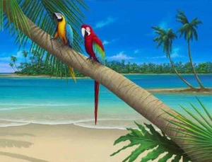 Azulejos de guacamayo de arte tropical David Miller DMA2014AT - Imagen 1 de 4