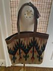 Large Boho Kilim And Leather Scully Southwest Style Tote Shoulder Bag Lined