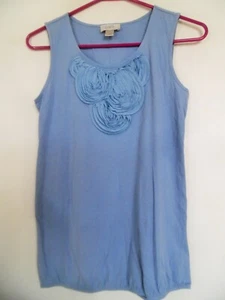 Tank top Ann Taylor LOFT sleeveless Blue ruffle blouse size XS - Picture 1 of 3