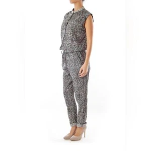 Maison Scotch Printed Beaded Pine Cone Jumpsuit Size 3 Large Sahara Social - Picture 1 of 9