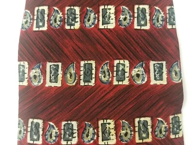 Corbata para hombre Zylos George Machado roja geométrica 100 % seda usada en excelente estado Foto 1 de 3