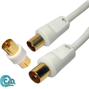 Coaxial TV Aerial Cable Extension RF Fly Lead Digital Male to Male Coax 1m - 50m - Picture 1 of 12