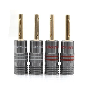 4x 24K Vergoldet Schweißfrei Bananenstecker HIFI Lautsprecherkabel Verbinder - Picture 1 of 10