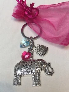 Happy Birthday Elephant Keyring Gift Keepsake  - With  Organza Gift Bag Freepost - Picture 1 of 1