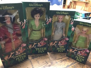 Walt Disney Peter Pan Doll set 70's or 80's Captain Hook Wendy Tinkerbell & PP i - Picture 1 of 3