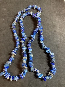 Lapis Lazuli Sodalite Beaded Chip Necklace 32” B132 - Picture 1 of 6