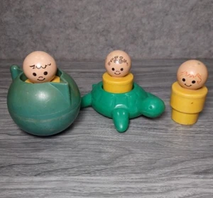 Vintage 1974 Fisher Price Jumbo Little People Bath Tub Toys Turtle Tea Pot - Picture 1 of 13