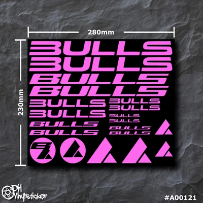 Bulls Sticker Pink | Aufklebersatz Set Fahrrad eBike BMX MTB Rahmen - Bild 1 von 4