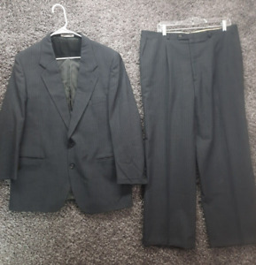 Yves Saint Laurent Wool Suit Men 42 Dark Gray Striped 2 Piece Macys