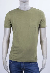 T-SHIRT MARKUP GIRO COLLO A TAGLIO VIVO VERDE VINTAGE CON TASCHINO - Foto 1 di 5