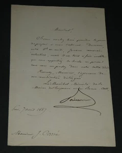Jean-Baptiste Philibert Vaillant Autographed Signed Letter Mr. J. Carré 1869 - Picture 1 of 7