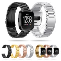 For Fitbit Versa Classic Buckle Strap Stainless Steel Wrist Band Watch with Film