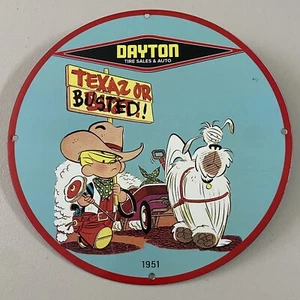 VINTAGE DAYTON TIRE SALES & AUTO PORCELAIN SIGN GAS OIL REPAIR SHOP PUMP PLATE - Picture 1 of 12
