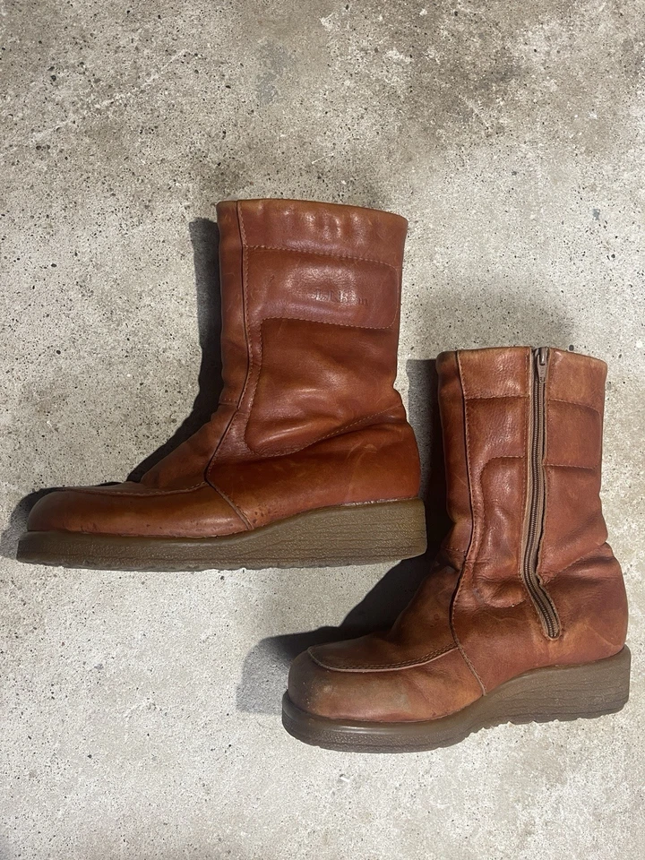 Bota de becerro LL BEAN de colección con cremallera de cuero marrón forrada en piel de oveja talla 9 años 70 Sherpa Foto 1 de 4