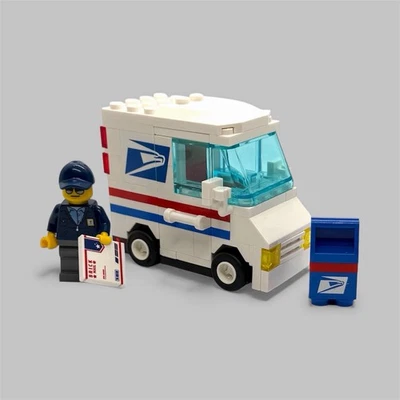 Lego Custom City Modular USPS Entrega Postal Correo Camión Hecho de Ladrillos Lego Foto 1 de 4