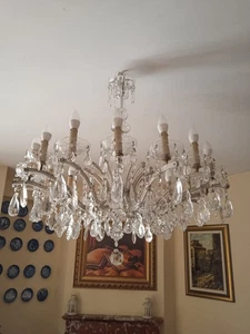 Lampadario 16 luci in cristallo molato di Bohemia, primi anni del 900 - Foto 1 di 11