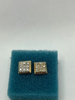 Aretes con racimo vintage de diamantes de oro de 14k joyería fina Foto 1 de 4