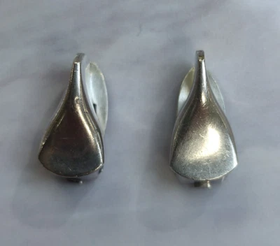 Georg Jensen Silver Sterling Earrings Danish Silver Clip On 925 Stamped — 第 1/4 张图片