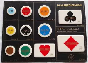 Campionario Tabella Cartella Fiches Gettoni Gioco Lire Masenghini Anni '70 - Foto 1 di 3