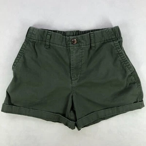 Old Navy Shorts Girls Youth XS Green OG Chino Khaki Pockets Cuffed Elastic Waist - Picture 1 of 10
