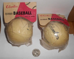 2 Vintage Rubber Kapkc Cure COLUMBUS Brand Baseball in original packages - Picture 1 of 5
