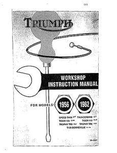 Triumph workshop service manual 1956, 1957, 1958, 1959 & 1960 Thunderbird 6T - Picture 1 of 12