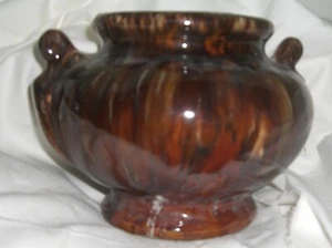 Vintage McCoy Style Art pottery Urn Brown Drip glaze - Picture 1 of 8