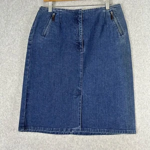 Gonna jeans Talbots donna 10 denim scuro spacco a matita tasche con cerniera preppy vintage - Foto 1 di 5