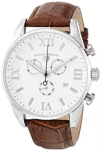Swiss Legend 22011-02-BRN Brown Leather Strap Silver Case Men's Quartz Watch - Picture 1 of 1
