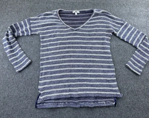 Paige Sweater Womens Small Blue White Striped V-Neck Lightweight Cable Knit - Picture 1 of 14