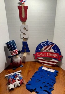 New Patriotic Fourth of July Home Decor Lot Five (5) piece Bundle AMERICA! 4th! - Picture 1 of 9