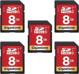 Gigastone 8GB 5 Pack SD Card UHS I U1 Class 10 SDHC Memory Card-Au - Picture 1 of 7