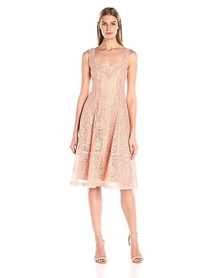 Vestido Nanette Lepore Nuevo Romántico Bordado Ajuste y Acampanado en Rosa del Desierto Nuevo con Etiquetas 12 Foto 1 de 2