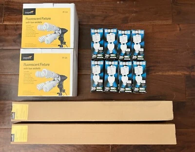 2NEW Impact 4 Socket Fluorescent Fixture w/6' Stand and Bulbs Photography Studio - Image 1 of 4
