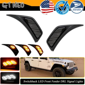 Front Fender Marker DRL Dynamic Amber Signal Lights For 2018-24 Jeep Wrangler JL - Picture 1 of 11