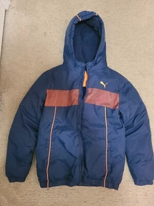 PUMA Kids Essentials Padded Puffer Jacket, Blue/Light Orange, Size: 5 - 7 Yrs - Picture 1 of 5