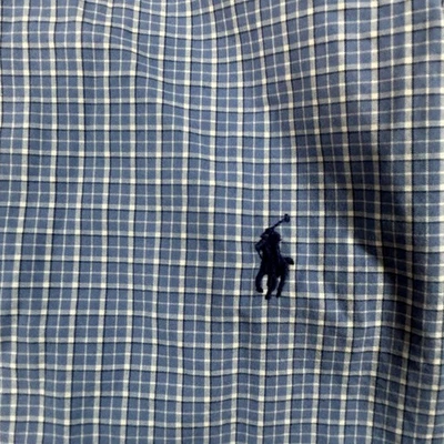 Camisa Ralph Lauren Para Hombres 2XL Azul Blanco Cuadros Calce Clásico Abotonada Polo Algodón Foto 1 de 4