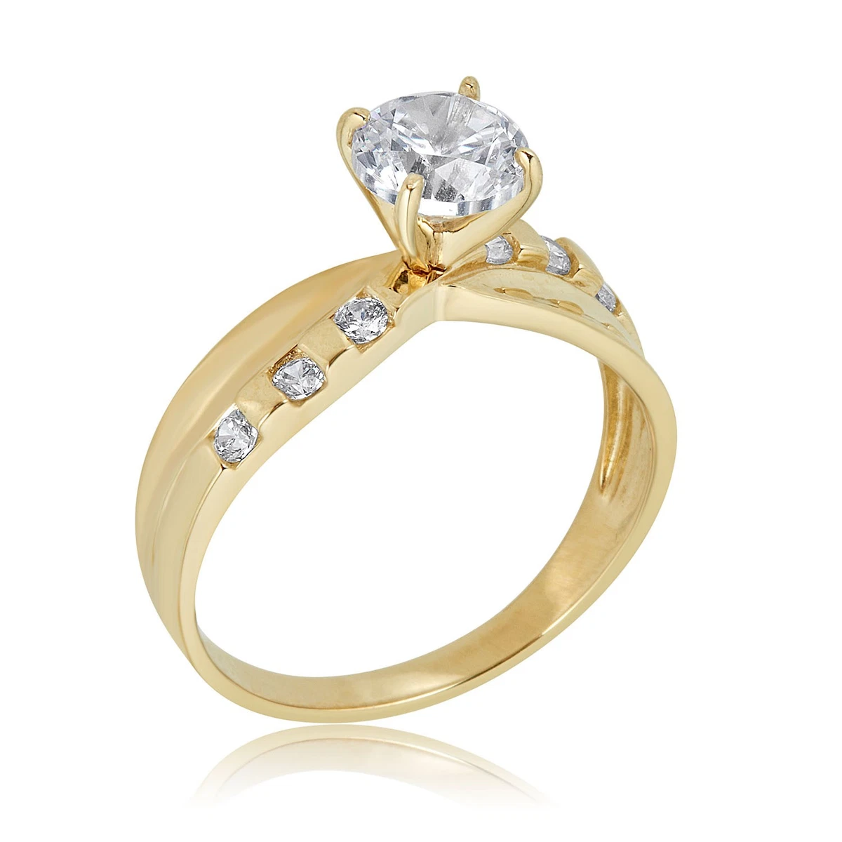 Cubic Zirconia Yellow Gold 10k Engagement & Wedding Jewelry for